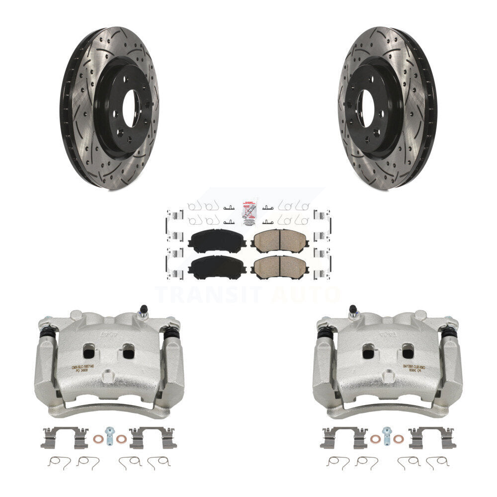 Front Disc Brake Coated Caliper Drilled Slotted Rotor & Ceramic Pad Kit For Nissan Rogue KCD-100219N