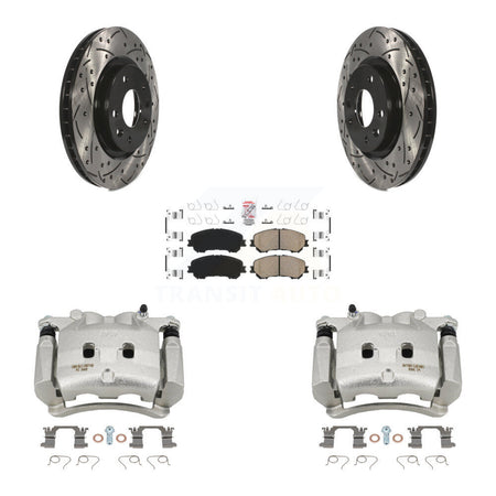 Front Disc Brake Coated Caliper Drilled Slotted Rotor & Ceramic Pad Kit For Nissan Rogue KCD-100219N