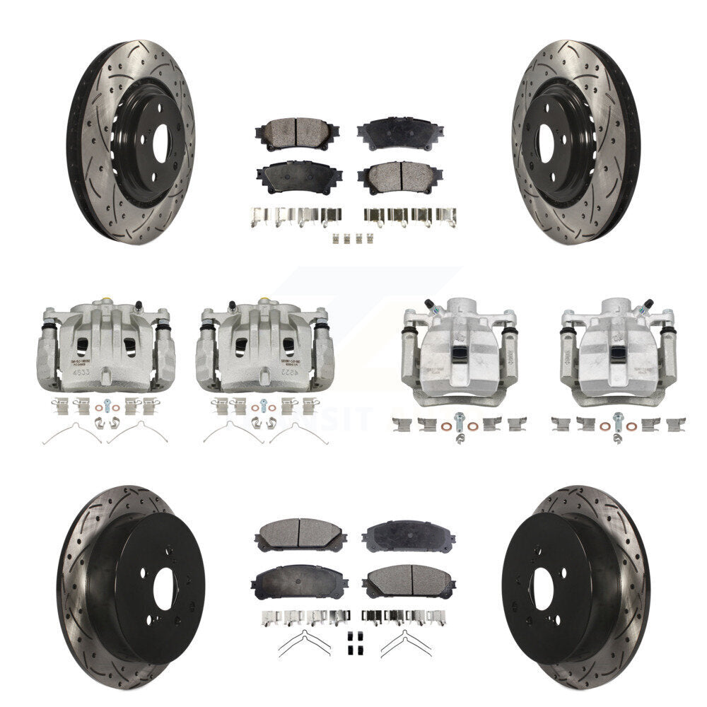 Front Rear Brake Caliper Drilled Slot Rotor Semi-Metallic Pad Kit (10Pc) For Lexus RX350 KCD-100219P