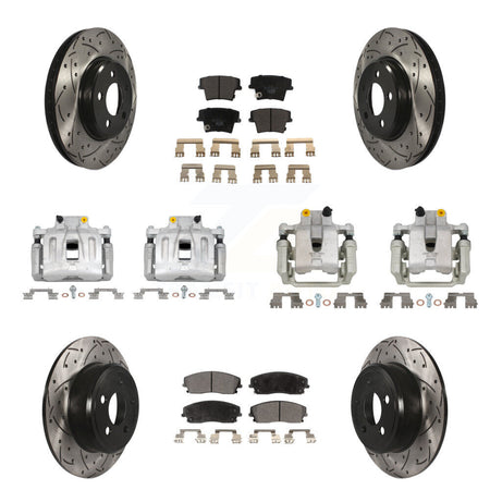 Front Rear Brake Caliper Drill Slot Rotors Ceramic Pad Kit (10Pc) For Chrysler 300 Dodge KCD-100219T
