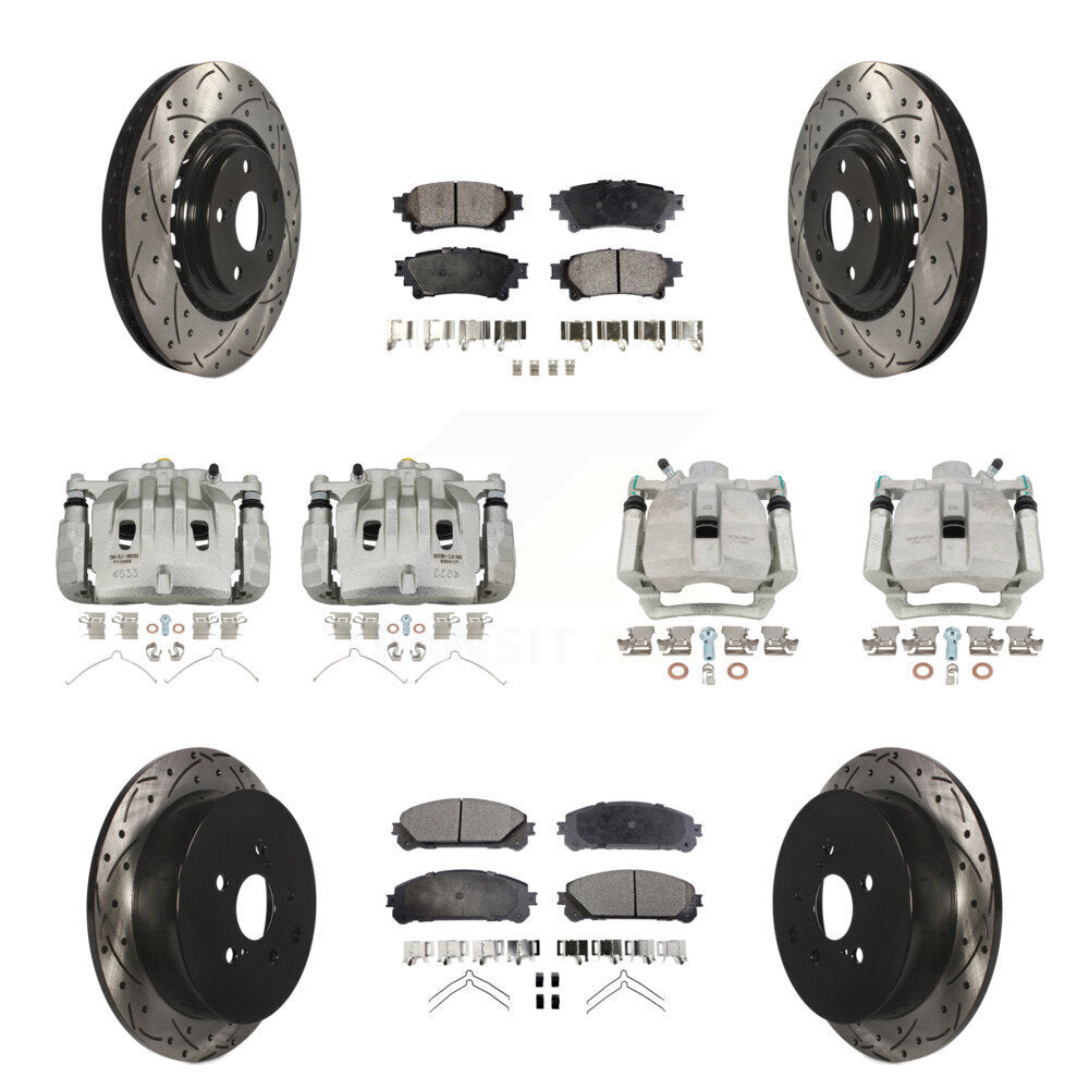 Front Rear Brake Caliper Drilled Slot Rotor Semi-Metallic Pad Kit (10Pc) For Lexus RX350 KCD-100221P
