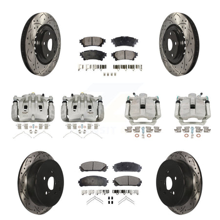 Front Rear Brake Caliper Drilled Slot Rotor Semi-Metallic Pad Kit (10Pc) For Lexus RX350 KCD-100221P