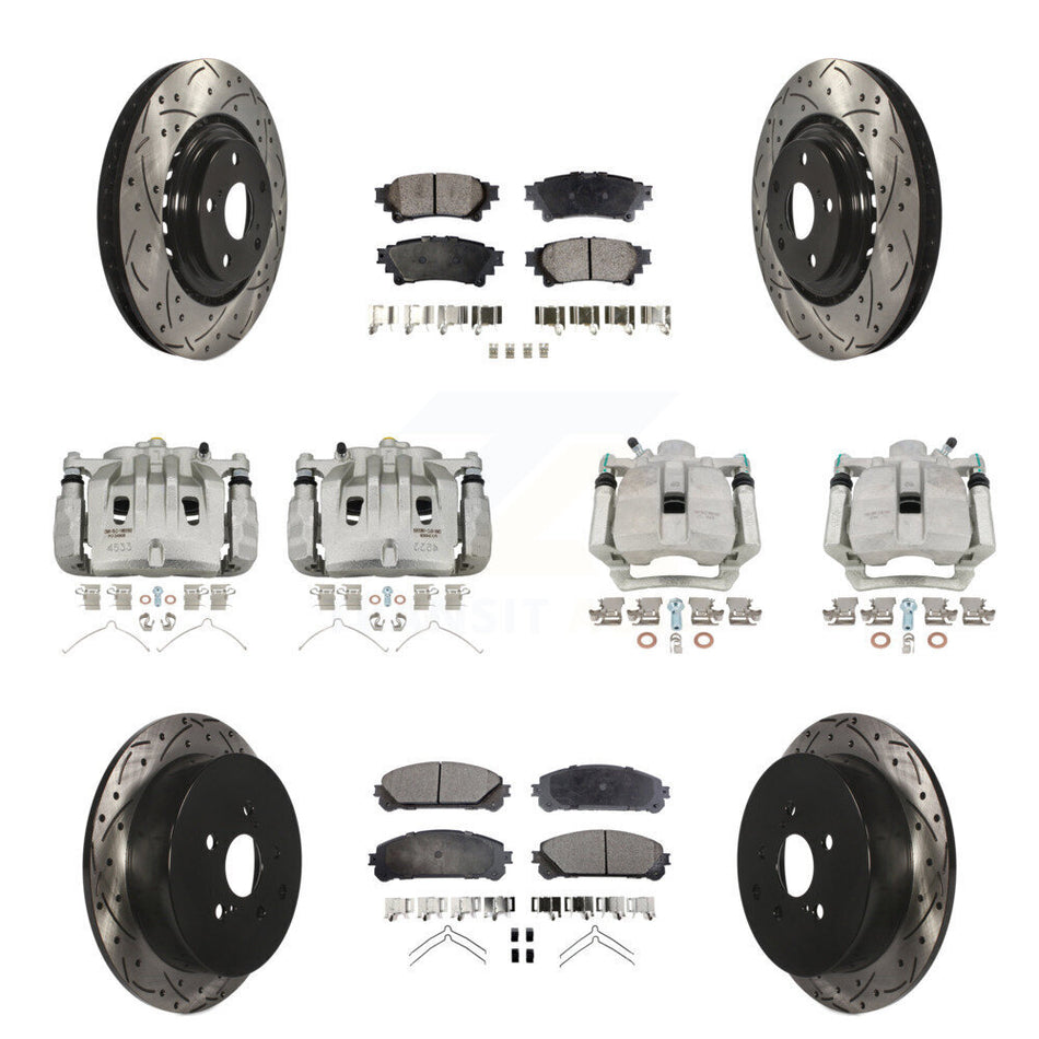 Front Rear Brake Caliper Drilled Slot Rotor Semi-Metallic Pad Kit (10Pc) For Lexus RX350 KCD-100221P