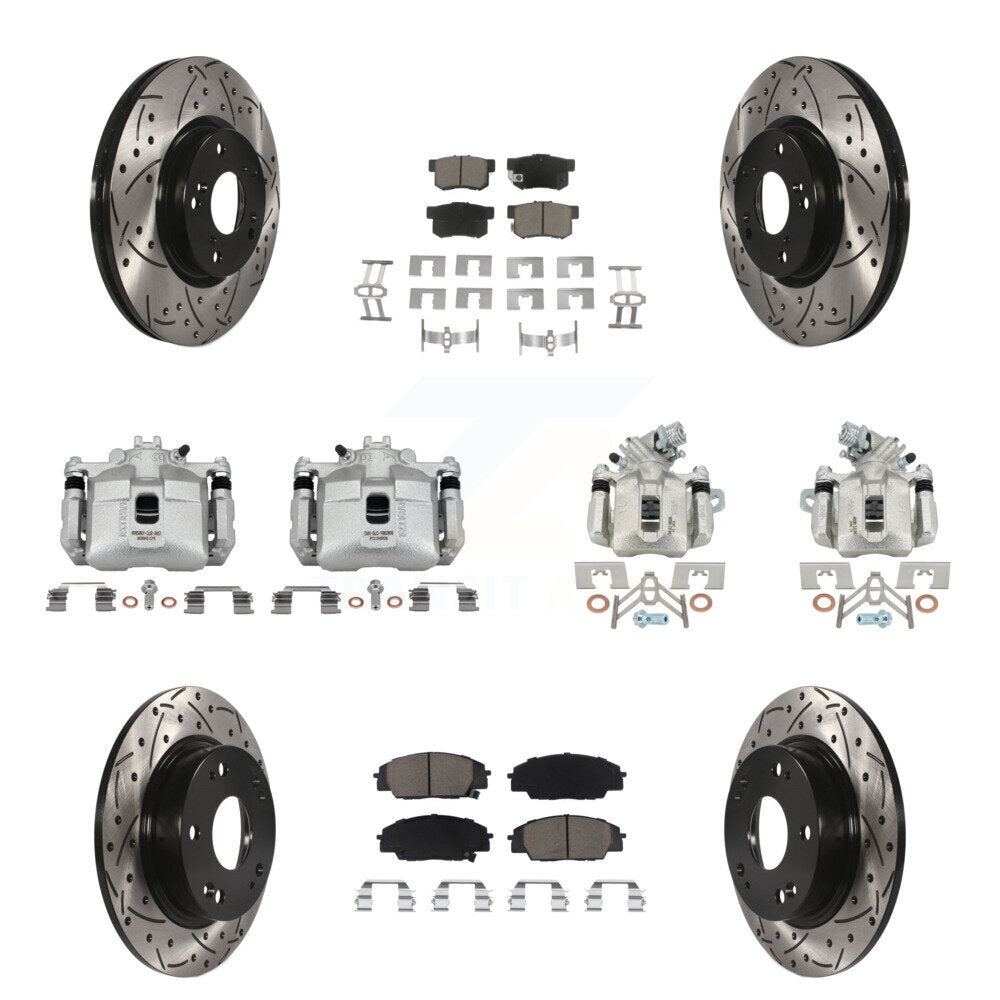 Front Rear Brake Coated Caliper Drill Slot Rotors Ceramic Pad Kit (10Pc) For Honda Civic KCD-100222C