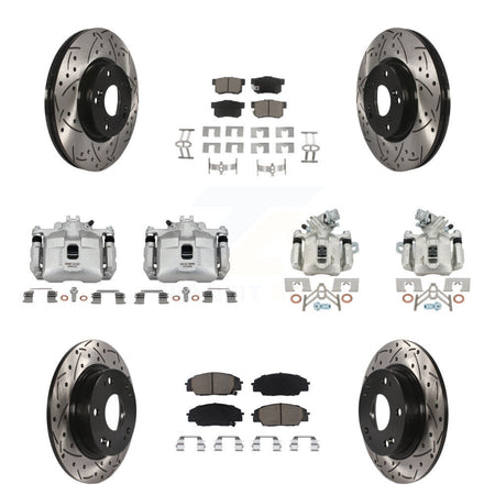 Front Rear Brake Coated Caliper Drill Slot Rotors Ceramic Pad Kit (10Pc) For Honda Civic KCD-100222C