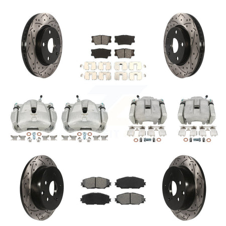 Front Rear Brake Caliper Drilled Slot Rotor Semi-Metallic Pad Kit (10Pc) For Toyota RAV4 KCD-100223S