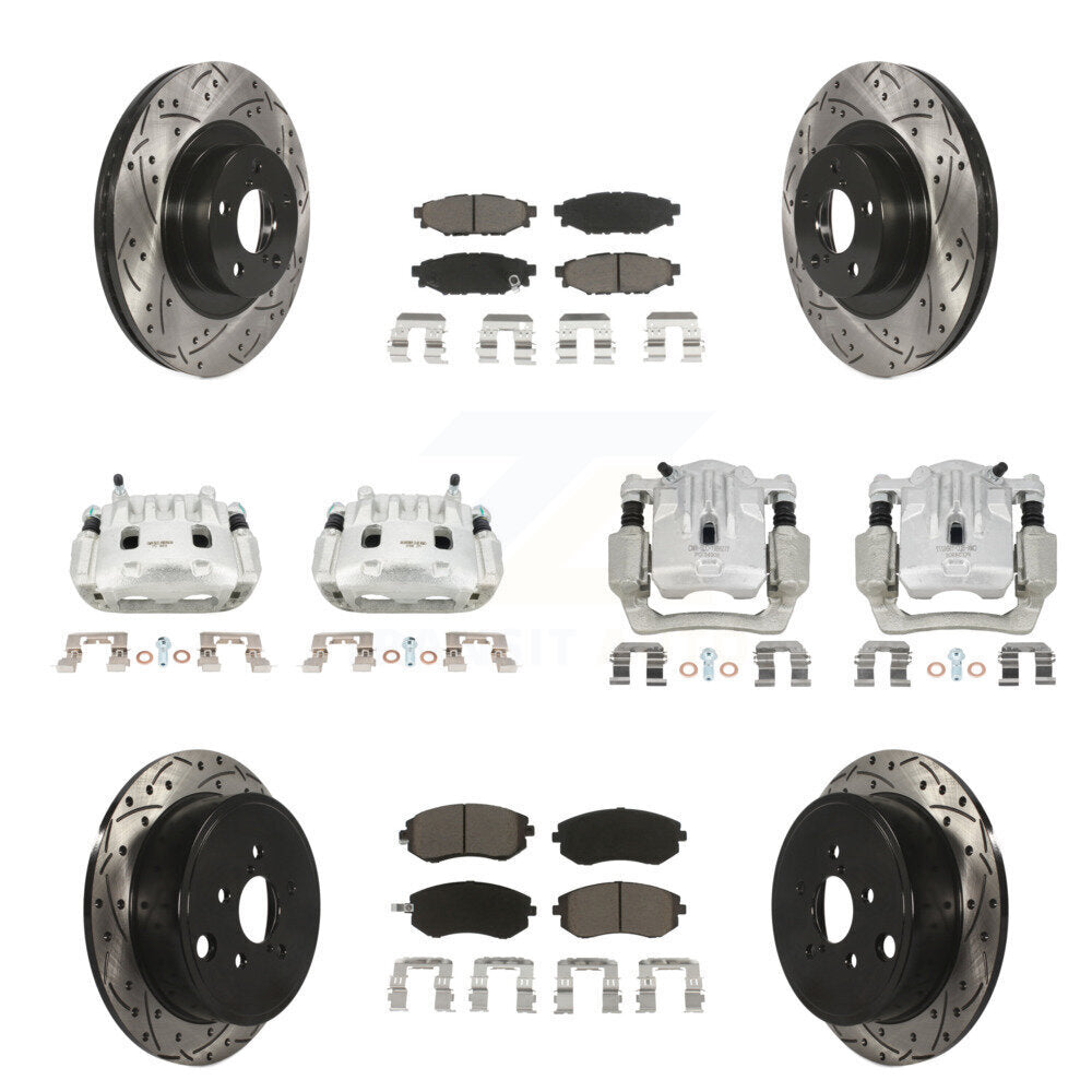 Front Rear Brake Coat Caliper Drill Slot Rotor Ceramic Pad Kit (10Pc) For Subaru Outback KCD-100225C
