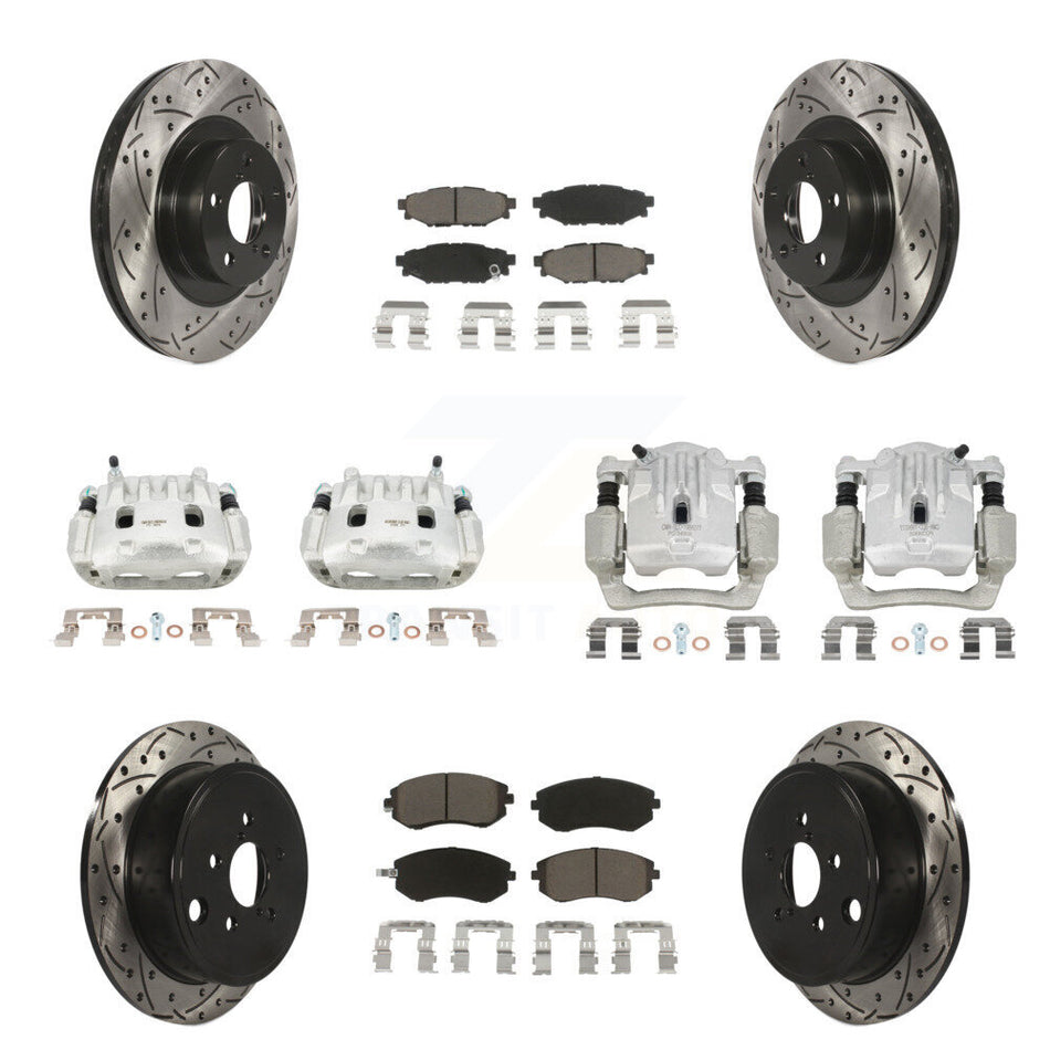 Front Rear Brake Coat Caliper Drill Slot Rotor Ceramic Pad Kit (10Pc) For Subaru Outback KCD-100225C