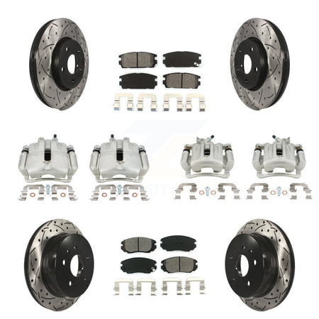 Front Rear Brake Caliper Drill Slot Rotor Semi-Metallic Pad Kit (10Pc) For Chevrolet GMC KCD-100226S