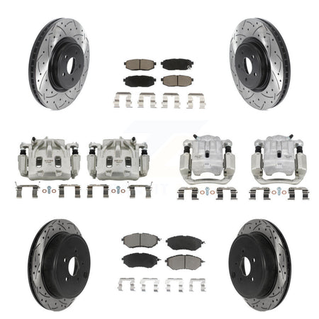 Front Rear Brake Coat Caliper Drill Slot Rotor Ceramic Pad Kit (10Pc) For Subaru Outback KCD-100227C