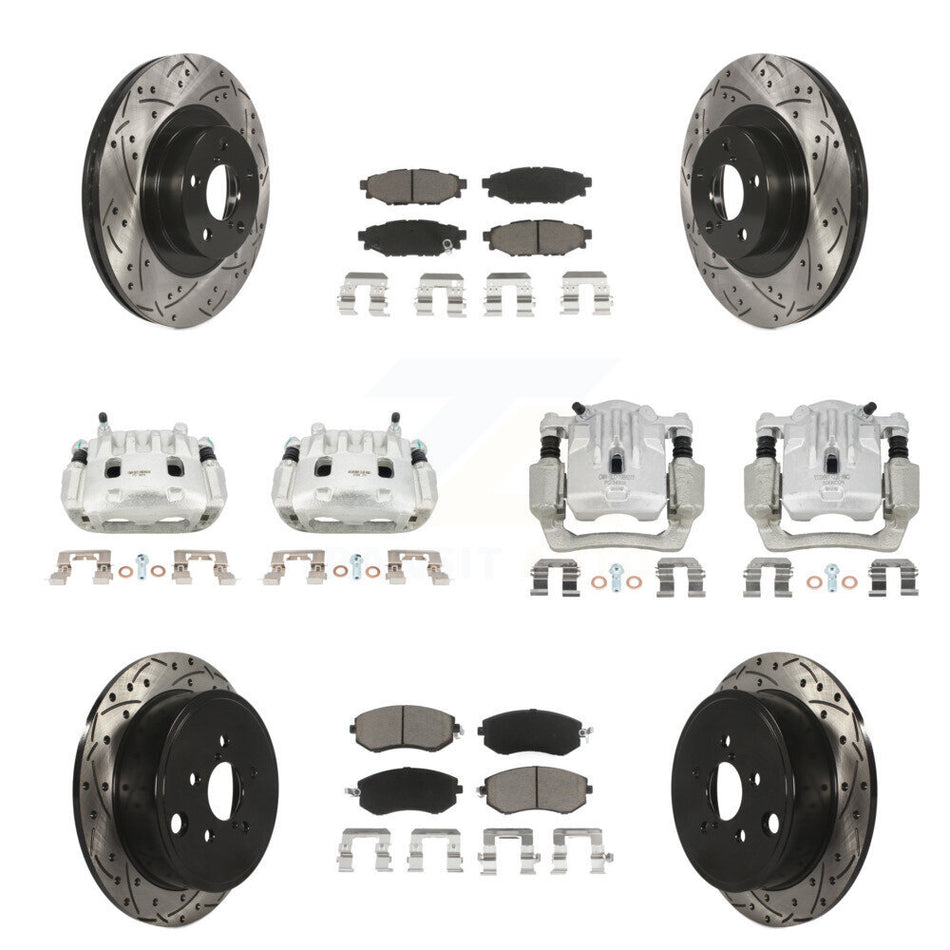 Front Rear Brake Caliper Drill Slot Rotor Ceramic Pad Kit (10Pc) For Subaru Outback 2.5L KCD-100228C