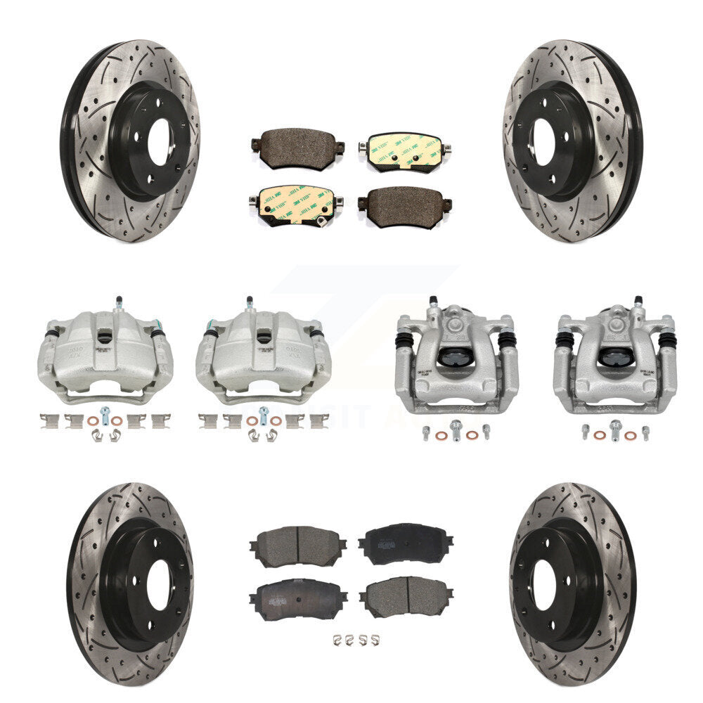 Front Rear Disc Brake Coated Caliper Drill Slot Rotor Ceramic Pad Kit (10Pc) For Mazda 6 KCD-100228T