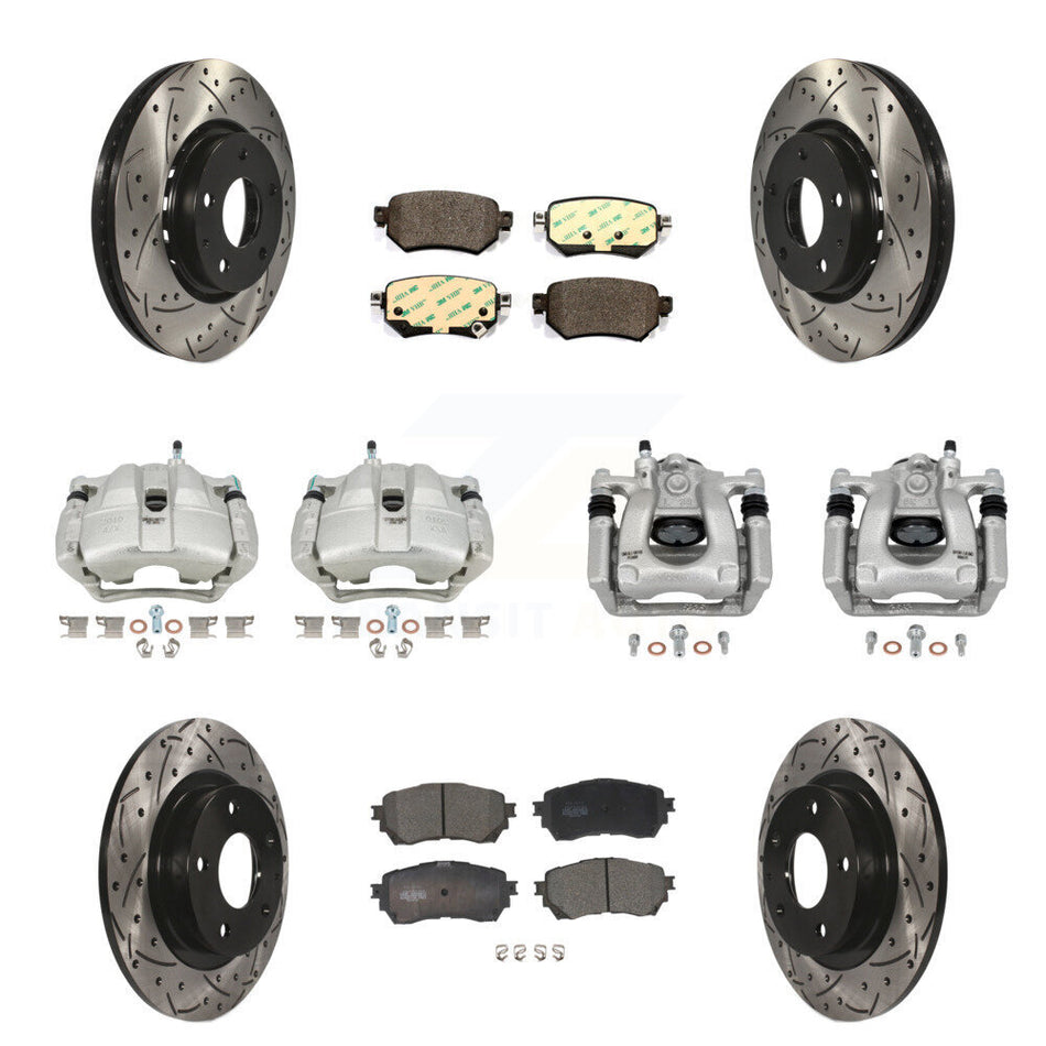 Front Rear Disc Brake Coated Caliper Drill Slot Rotor Ceramic Pad Kit (10Pc) For Mazda 6 KCD-100229T