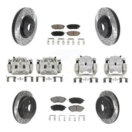 Front Rear Brake Caliper Drill Slotted Rotors Ceramic Pad Kit (10Pc) For Subaru Forester KCD-100230C