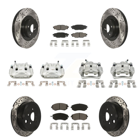 Front Rear Brake Caliper Drill Slot Rotors Ceramic Pad Kit (10Pc) For Subaru Impreza WRX KCD-100231C