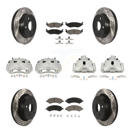 Front Rear Brake Coat Caliper Drill Slot Rotor Ceramic Pad Kit (10Pc) For Dodge Ram 1500 KCD-100232C