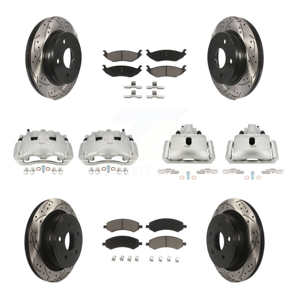 Front Rear Brake Coat Caliper Drill Slot Rotor Ceramic Pad Kit (10Pc) For Dodge Ram 1500 KCD-100232C