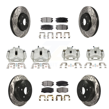 Front Rear Brake Caliper Drill Slot Rotor Semi-Metallic Pad Kit (10Pc) For Chevrolet GMC KCD-100232P