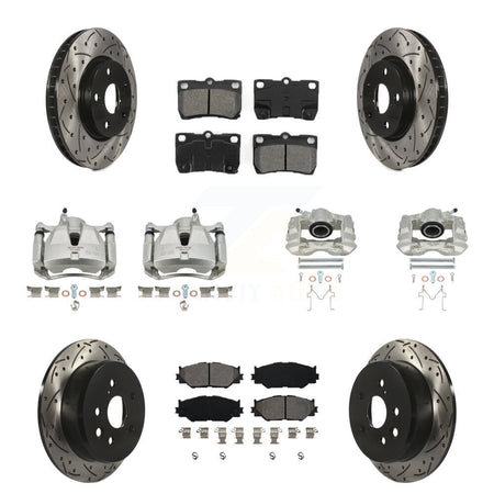Front Rear Brake Caliper Drilled Slot Rotor Semi-Metallic Pad Kit (10Pc) For Lexus IS250 KCD-100232S