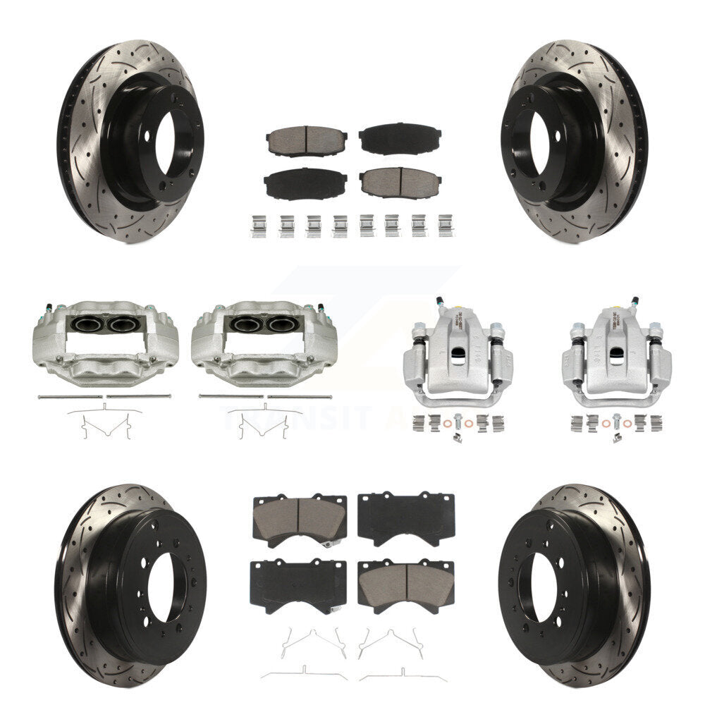 Front Rear Brake Coat Caliper Drill Slot Rotors Ceramic Pad Kit (10Pc) For Toyota Tundra KCD-100234C