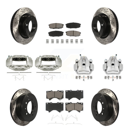 Front Rear Brake Coat Caliper Drill Slot Rotors Ceramic Pad Kit (10Pc) For Toyota Tundra KCD-100234C