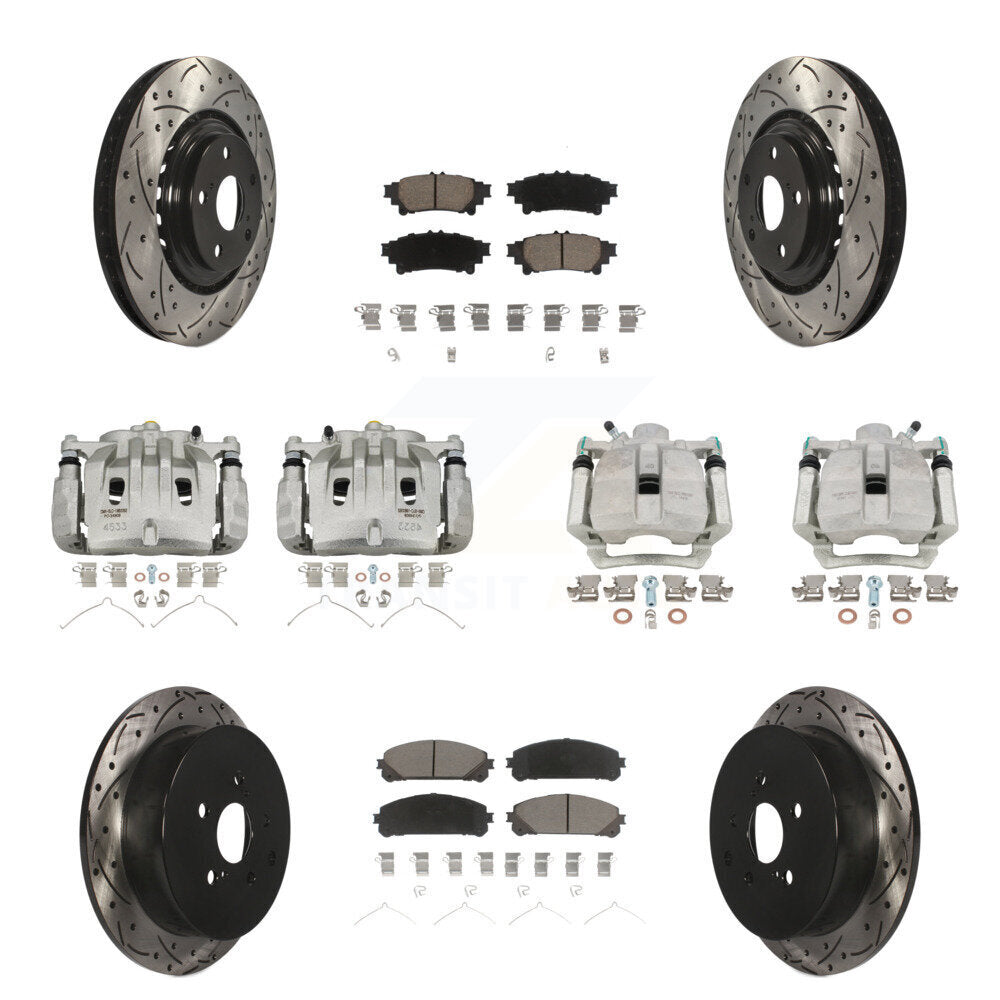 Front Rear Brake Caliper Drill Slot Rotors Ceramic Pad Kit (10Pc) For Lexus RX350 RX450h KCD-100239C