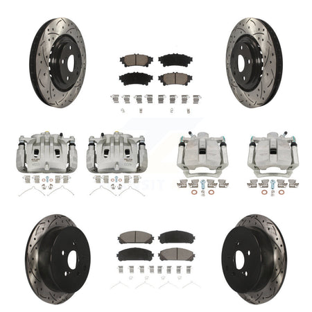 Front Rear Brake Caliper Drill Slot Rotors Ceramic Pad Kit (10Pc) For Lexus RX350 RX450h KCD-100239C