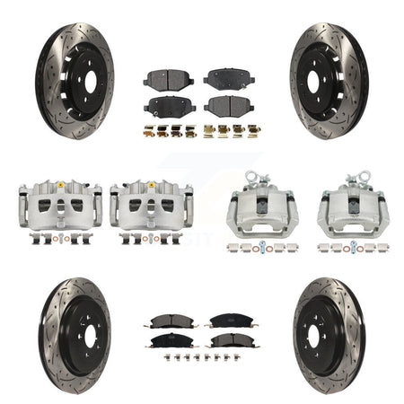 Front Rear Brake Caliper Drill Slot Rotors Ceramic Pad Kit (10Pc) For Ford Explorer Flex KCD-100240T