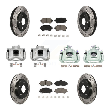 Front Rear Brake Caliper Drill Slot Rotor Ceramic Pad Kit (10Pc) For Dodge Grand Caravan KCD-100241C