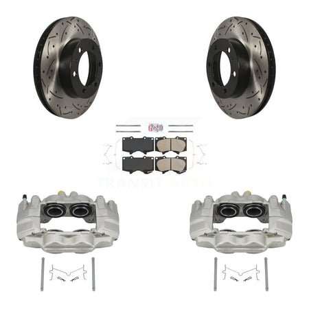 Front Brake Coated Caliper Drill Slot Rotor Ceramic Pad Kit For Toyota Tacoma FJ Cruiser KCD-100241N