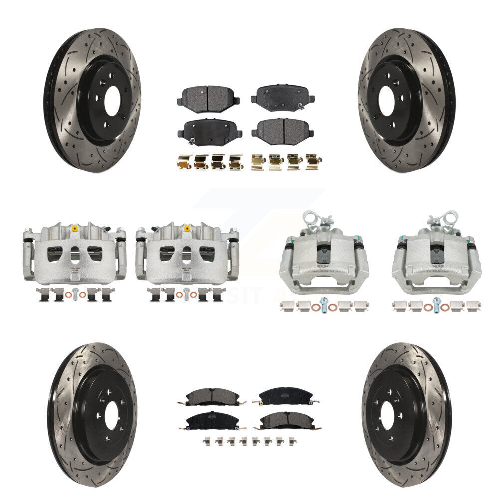 Front Rear Brake Caliper Drill Slot Rotor Ceramic Pad Kit (10Pc) For Ford Explorer Sport KCD-100241T