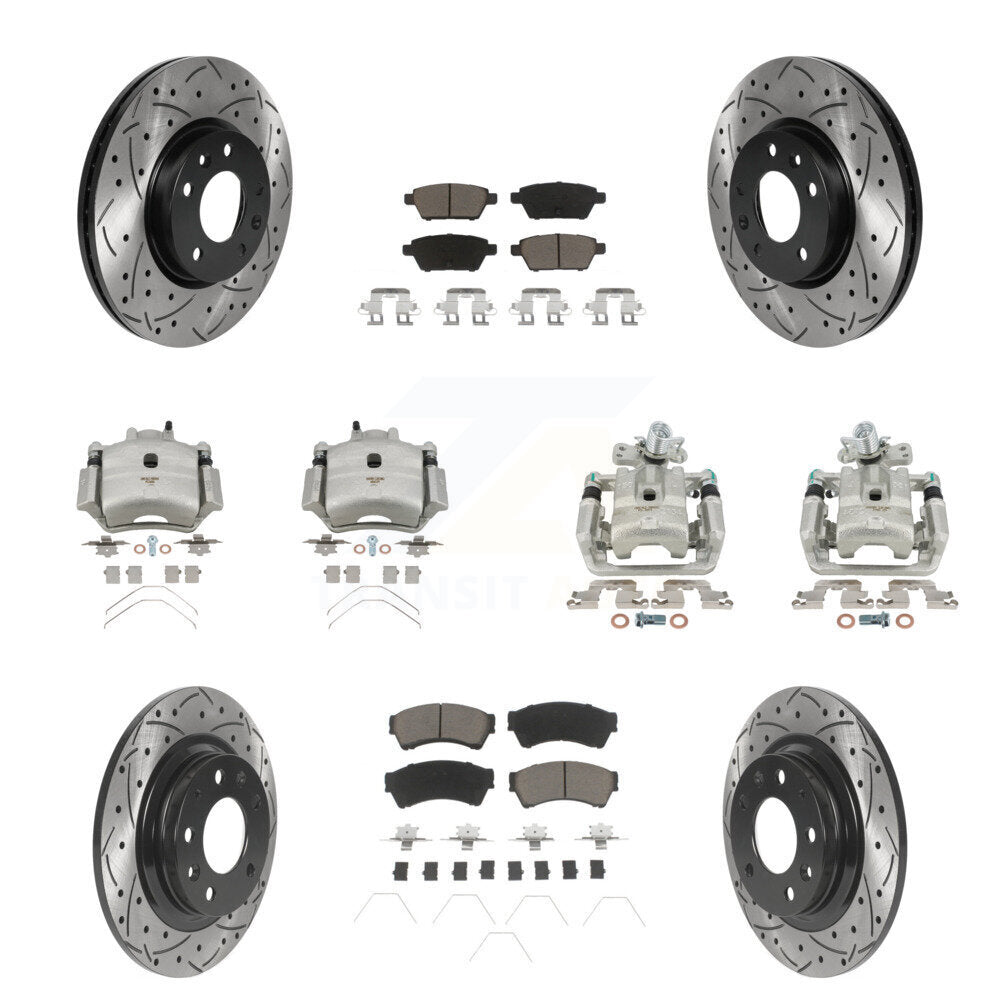 Front Rear Brake Caliper Drill Slot Rotor Ceramic Pad Kit (10Pc) For Ford Fusion Mazda 6 KCD-100244C