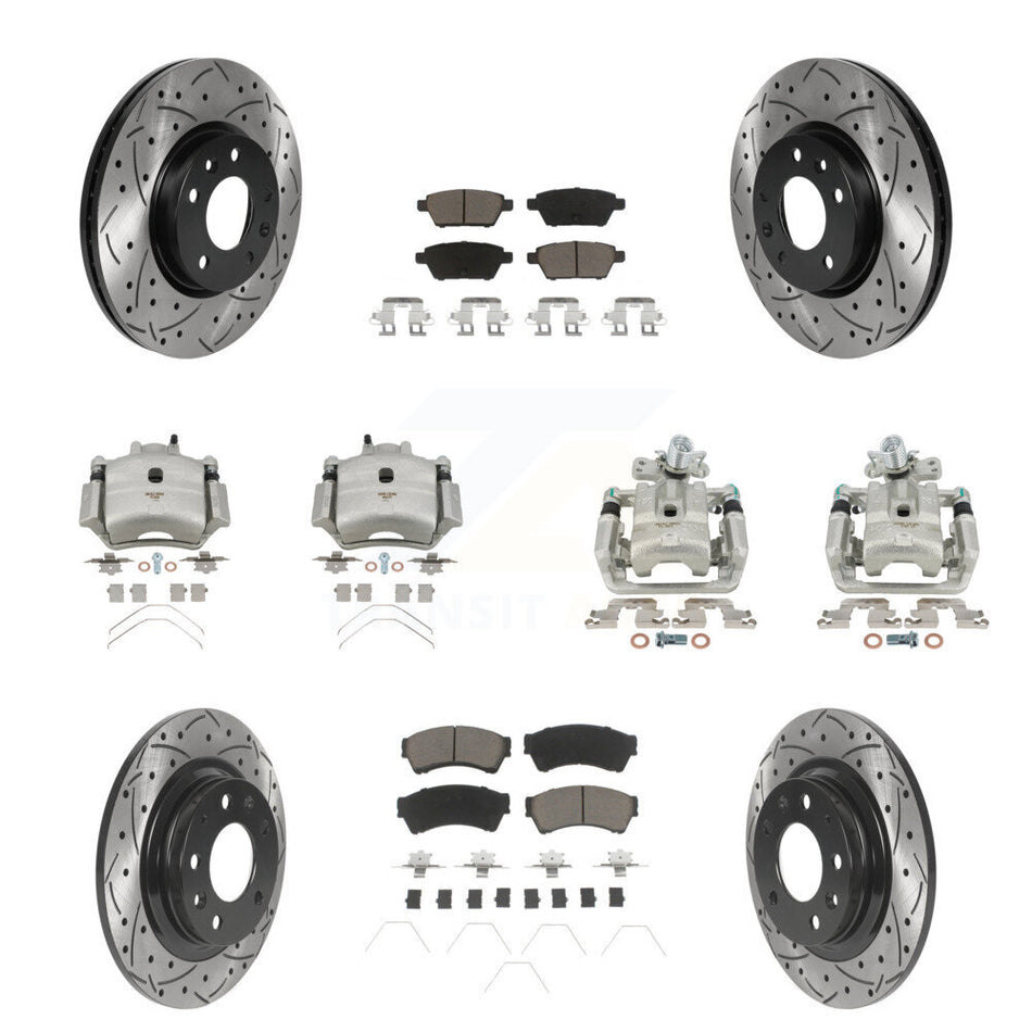 Front Rear Brake Caliper Drill Slot Rotor Ceramic Pad Kit (10Pc) For Ford Fusion Mazda 6 KCD-100244C