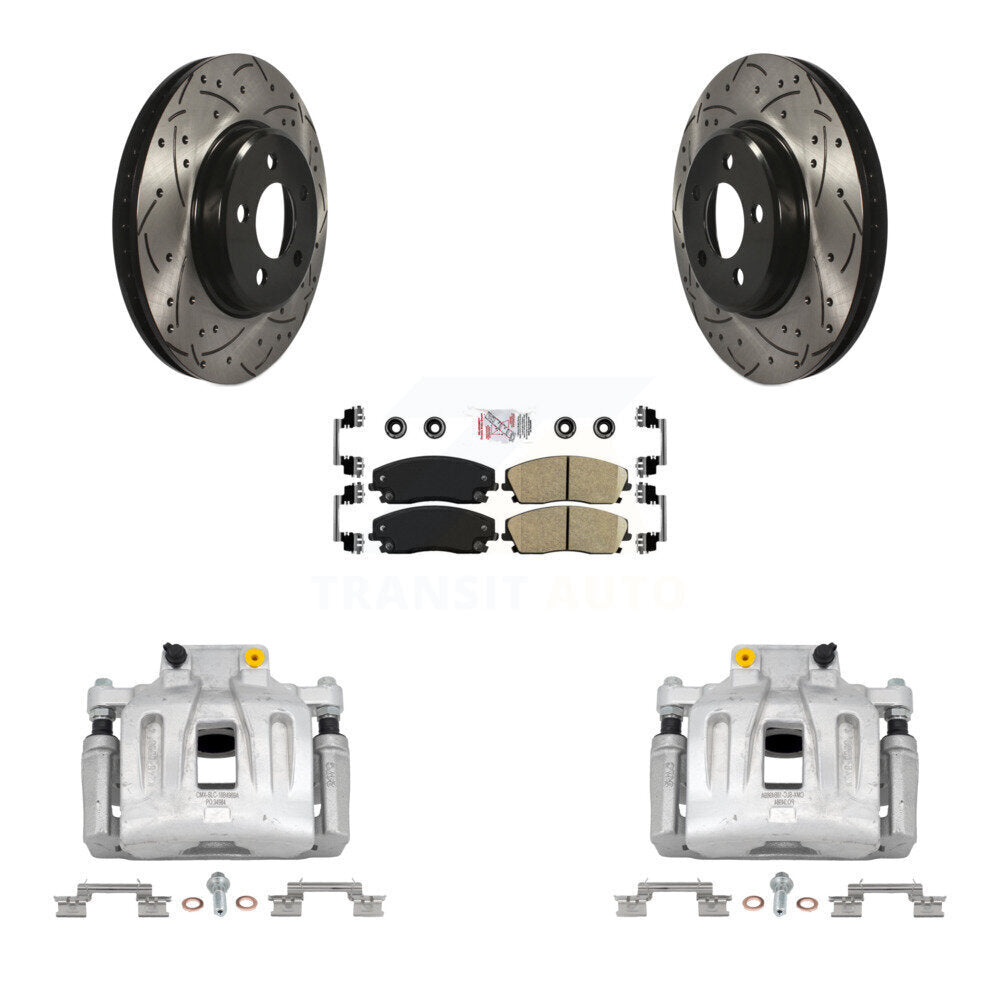 Front Brake Coat Caliper Drill Slot Rotor Ceramic Pad Kit For Chrysler 300 Dodge Charger KCD-100246N