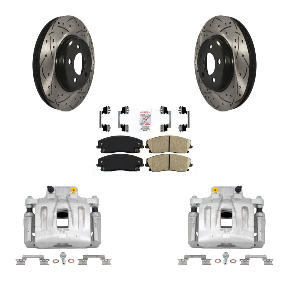 Front Brake Coat Caliper Drill Slot Rotor Ceramic Pad Kit For Chrysler 300 Dodge Charger KCD-100247N