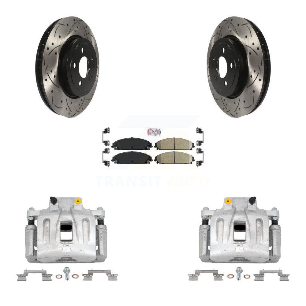 Front Brake Coat Caliper Drill Slot Rotor Ceramic Pad Kit For Chrysler 300 Dodge Charger KCD-100248N