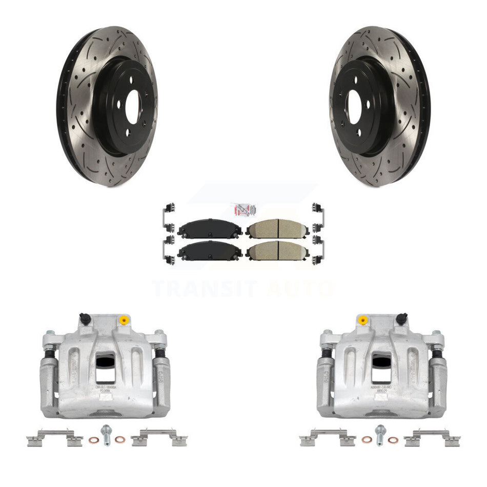 Front Brake Coat Caliper Drill Slot Rotor Ceramic Pad Kit For Chrysler 300 Dodge Charger KCD-100248N