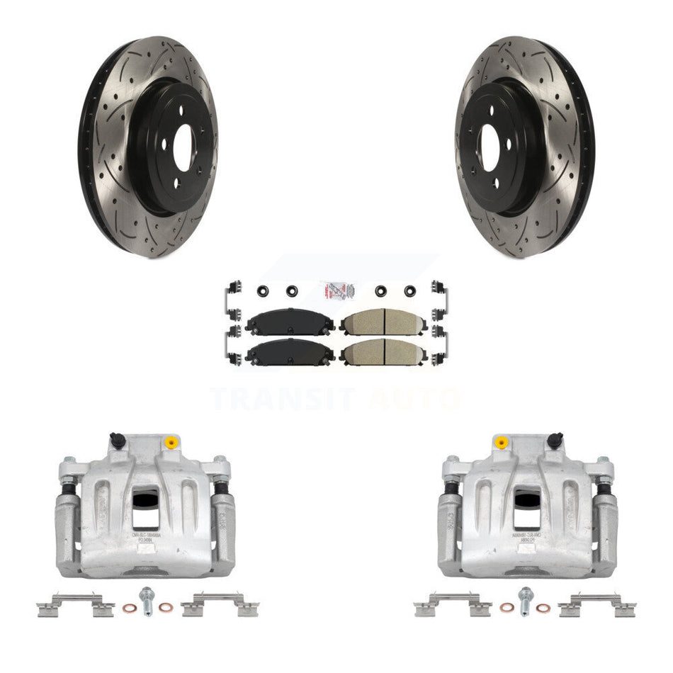 Front Brake Coat Caliper Drill Slot Rotor Ceramic Pad Kit For Chrysler 300 Dodge Charger KCD-100249N