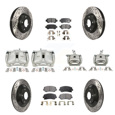 Front Rear Brake Caliper Drill Slotted Rotor Ceramic Pad Kit (10Pc) For 13-15 Mazda CX-5 KCD-100251T
