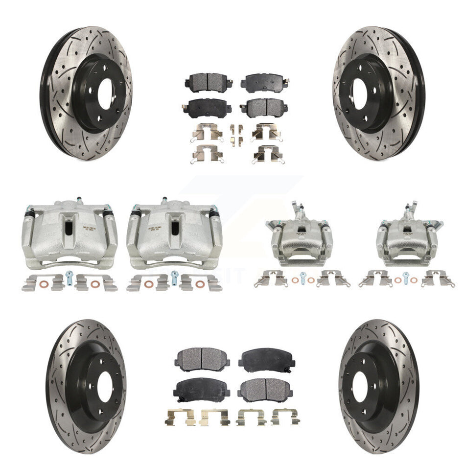 Front Rear Brake Caliper Drill Slotted Rotor Ceramic Pad Kit (10Pc) For 13-15 Mazda CX-5 KCD-100251T