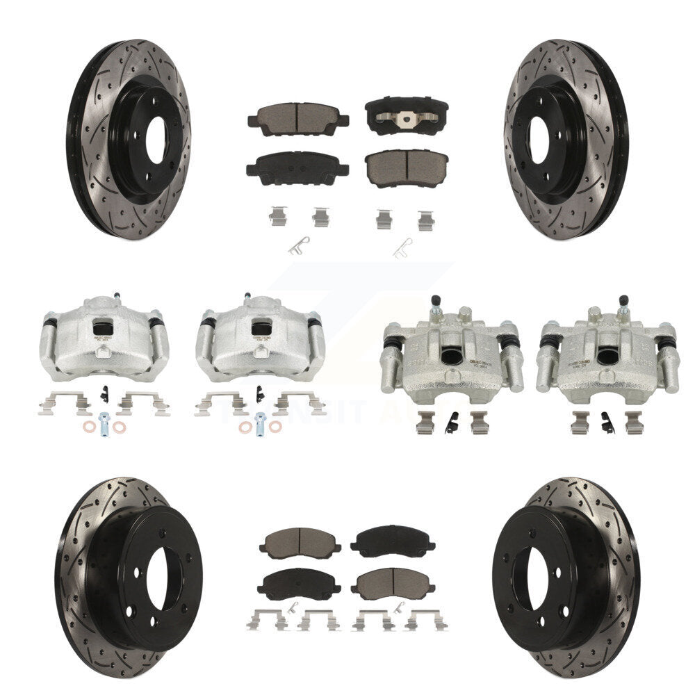 Front Rear Brake Caliper Drill Slot Rotors Ceramic Pad Kit (10Pc) For Jeep Patriot Dodge KCD-100252C
