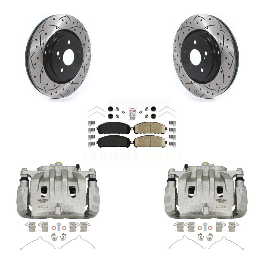 Front Brake Caliper Drilled Slot Rotor Ceramic Pad Kit For 2022 Lexus NX350h NX350 NX250 KCD-100252N