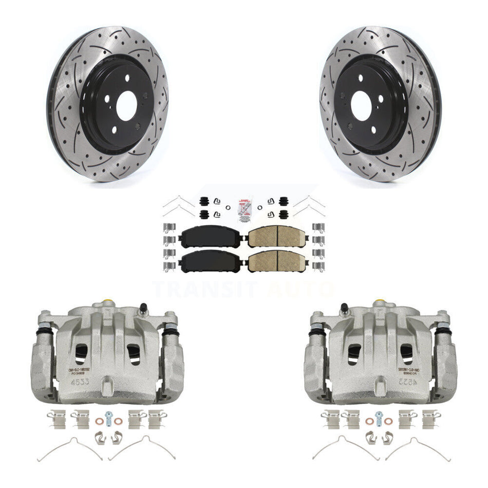Front Brake Caliper Drilled Slot Rotor Ceramic Pad Kit For 2022 Lexus NX350h NX350 NX250 KCD-100252N