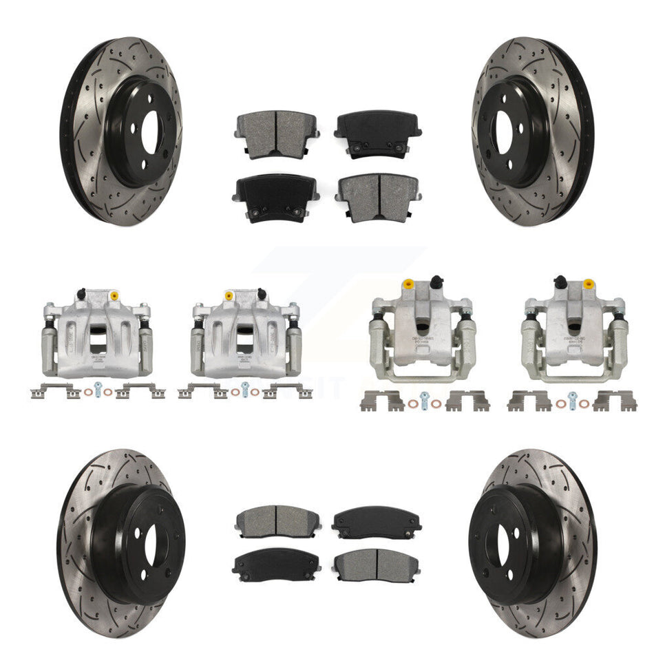 Front Rear Brake Caliper Drill Slotted Rotors Semi-Metallic Pad Kit (10Pc) For Dodge 300 KCD-100252S
