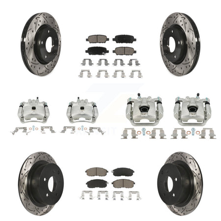 Front Rear Brake Coat Caliper Drill Slot Rotors Ceramic Pad Kit (10Pc) For Nissan Sentra KCD-100253C