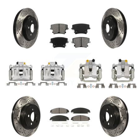 Front Rear Brake Caliper Drill Slot Rotors Semi-Metallic Pad Kit (10Pc) For Chrysler 300 KCD-100253S
