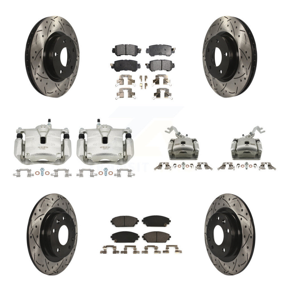 Front Rear Brake Coat Caliper Drill Slot Rotor Ceramic Pad Kit (10Pc) For Mazda CX-3 AWD KCD-100253T