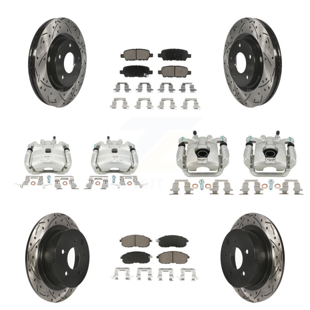 Front Rear Brake Caliper Drill Slot Rotors Ceramic Pad Kit (10Pc) For Nissan Sentra Juke KCD-100254C