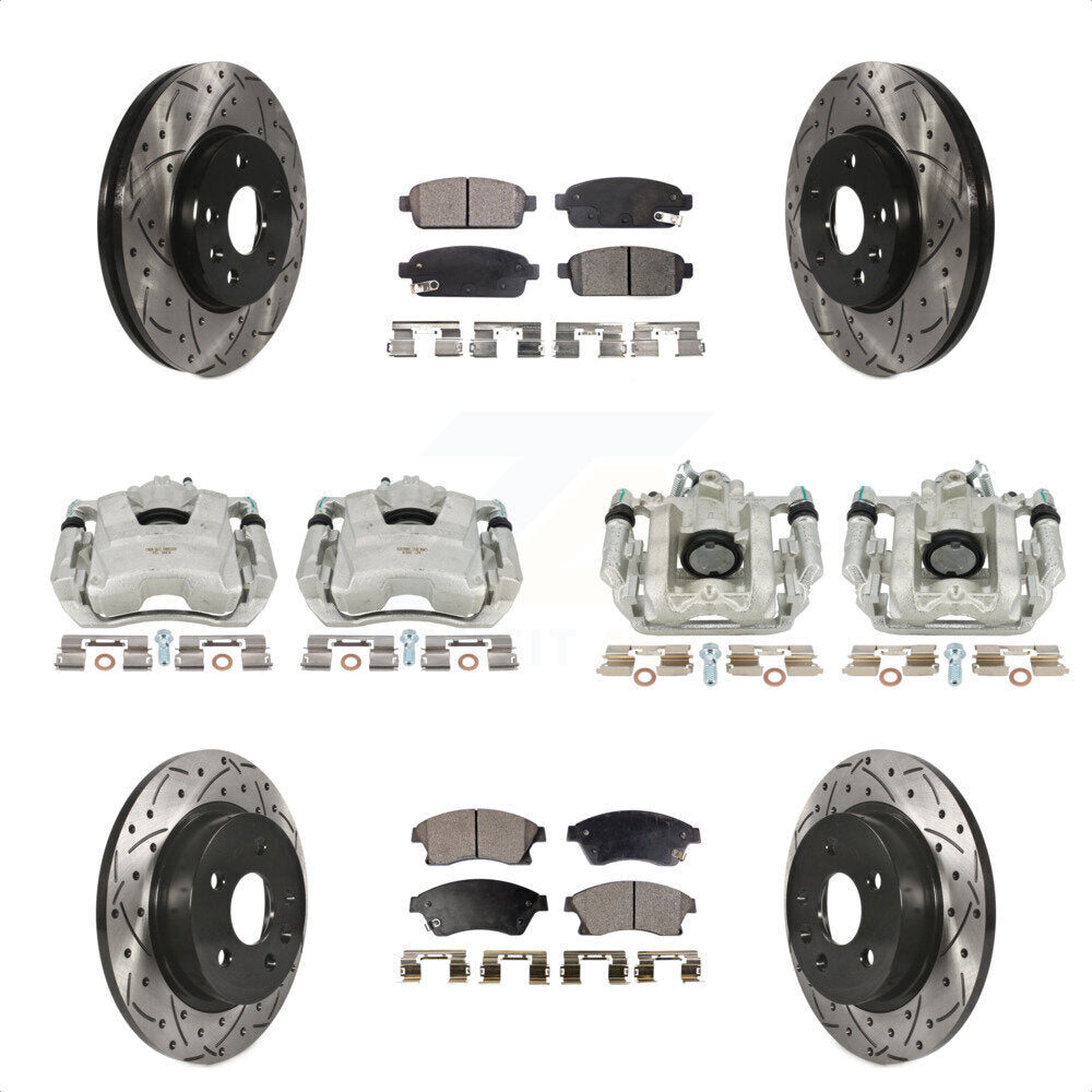 Front Rear Disc Brake Coated Caliper Drilled Slotted Rotors And Ceramic Pads Kit (10Pc) For Chevrolet Cruze Limited KCD-100257T by Transit Auto