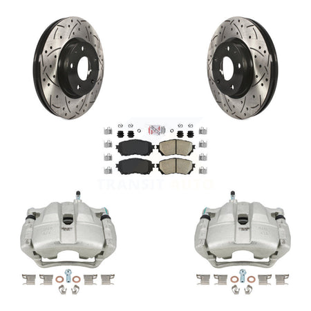 Front Disc Brake Coated Caliper Drilled Slotted Rotors And Ceramic Pads Kit For Mazda 6 KCD-100258N